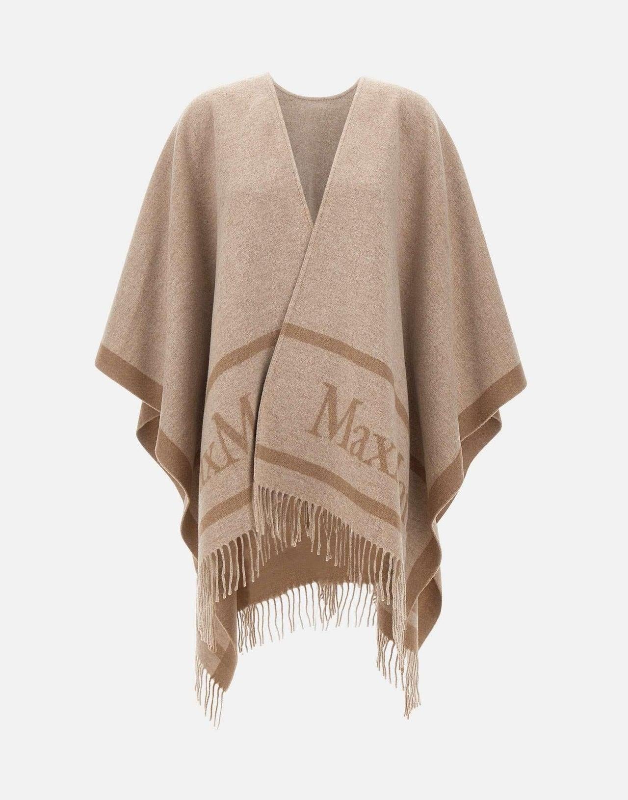 Poncho in lana tinto filo con logo jacquard HILDESTD 001 MAX MARA STUDIO 