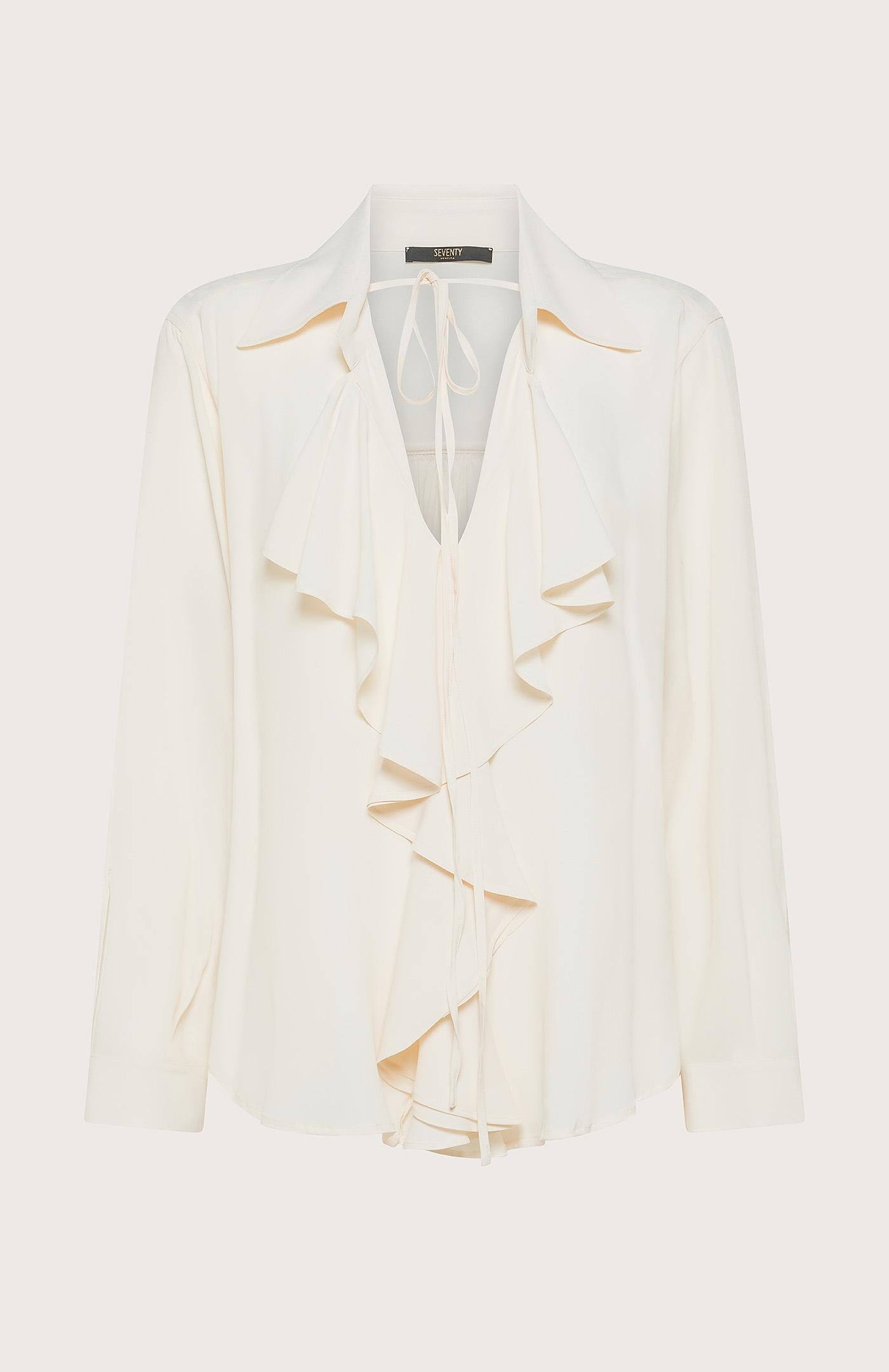 Camicia donna  misto seta con drappeggio