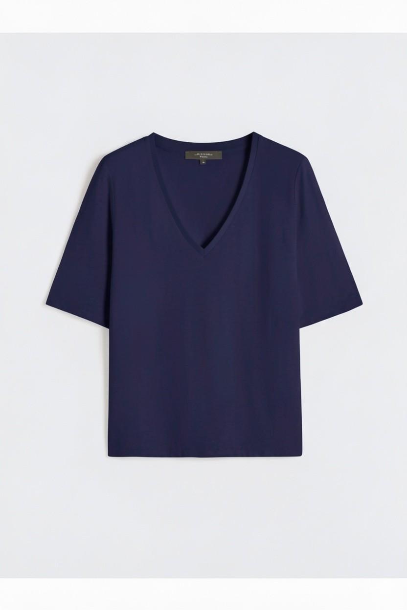 T-shirt a V in jersey di lino stretch WKDOPZIONE 003 WEEKEND 