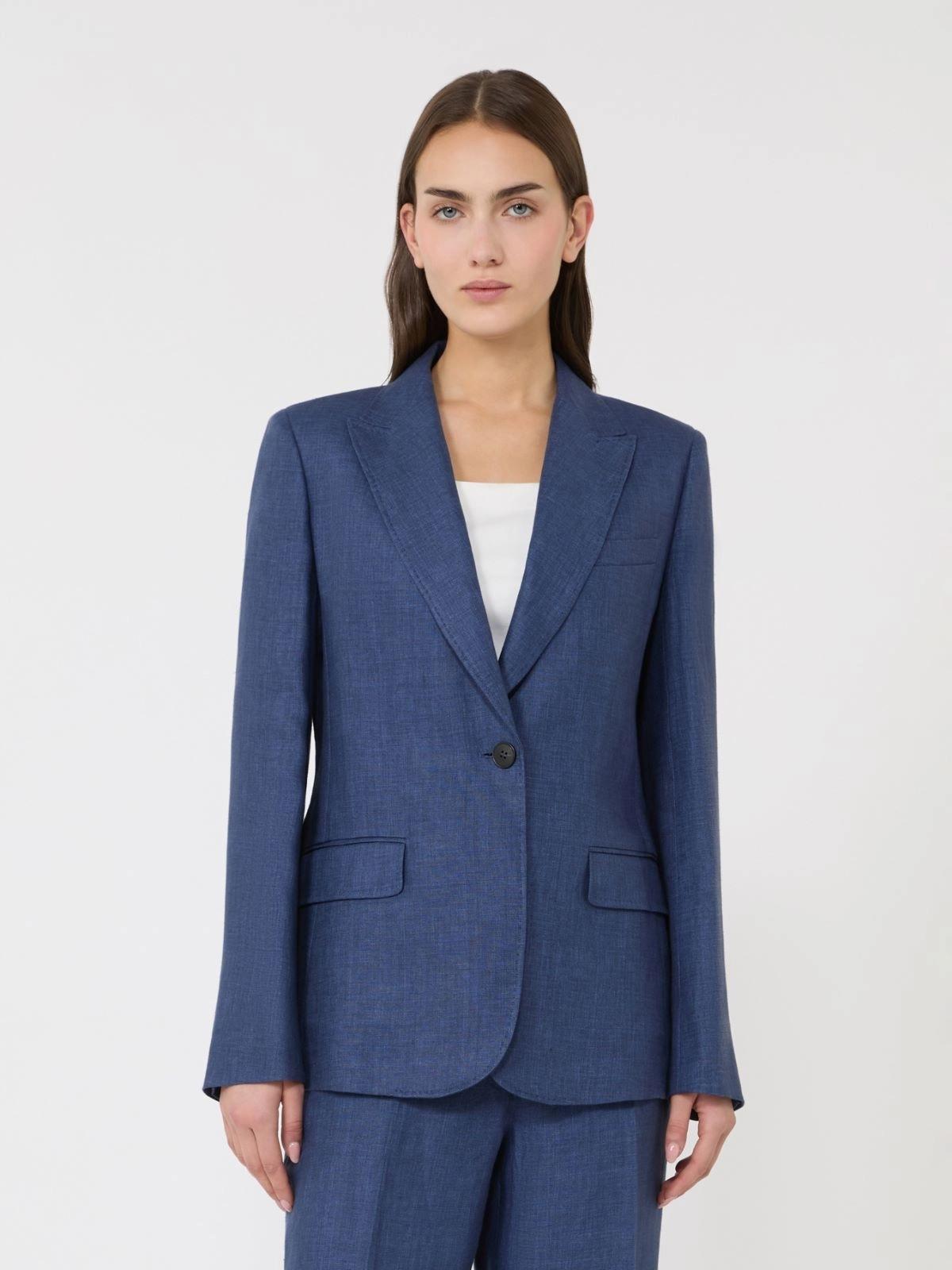 Blazer in canvas di lino - Blu<BR/> WKDNALUT 006 WEEKEND 