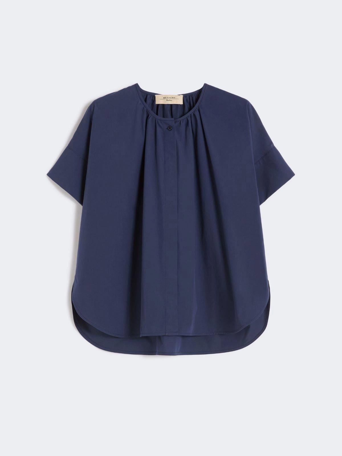 Camicia girocollo in popeline di cotone - BLU<BR/> WKDEDUCATA 008 WEEKEND 