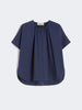 Camicia girocollo in popeline di cotone - BLU