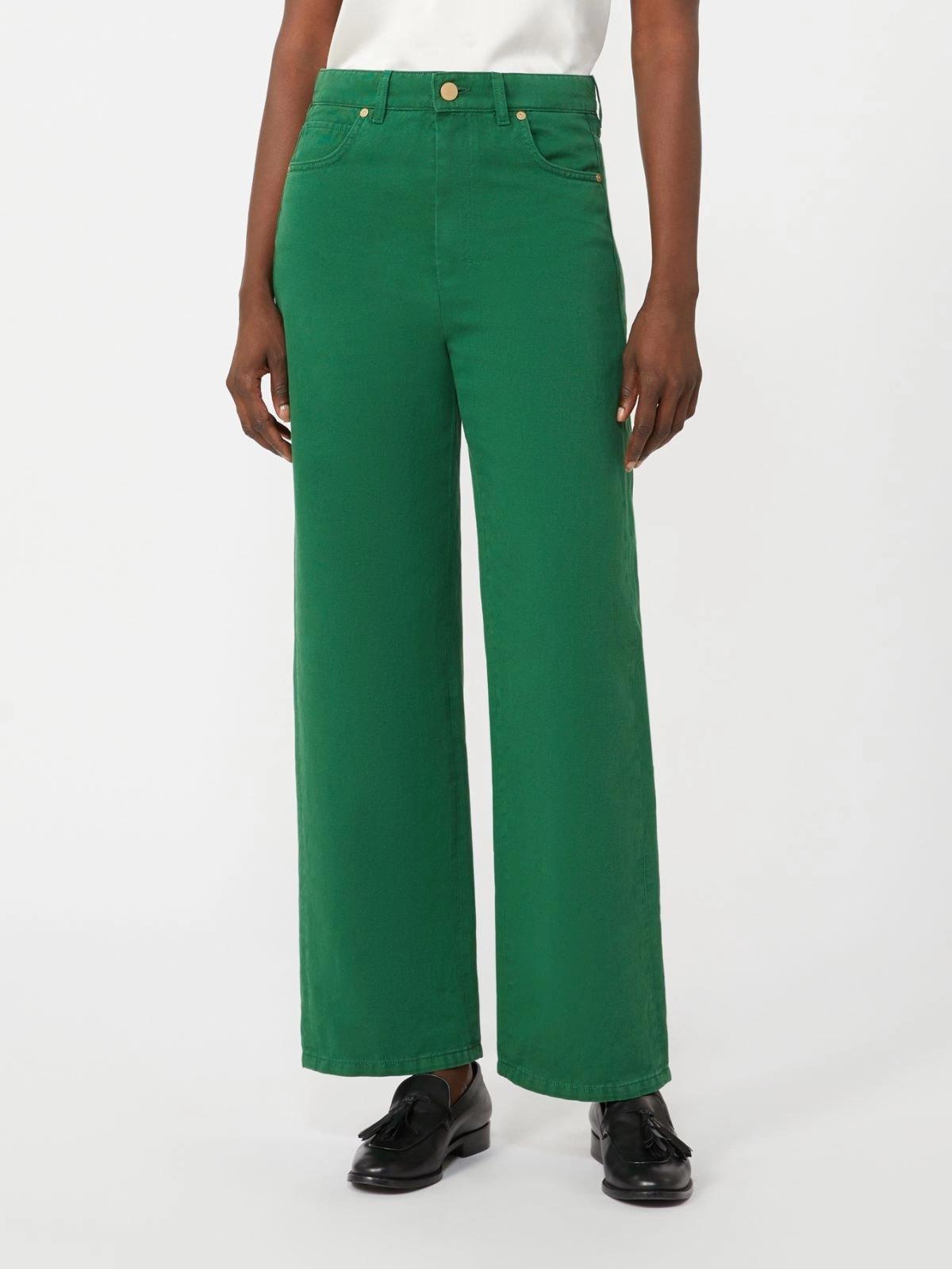 Pantalone 5 tasche in cotone e lino - Verde<BR/> SMMONORATA 003 S MAX MARA 2 