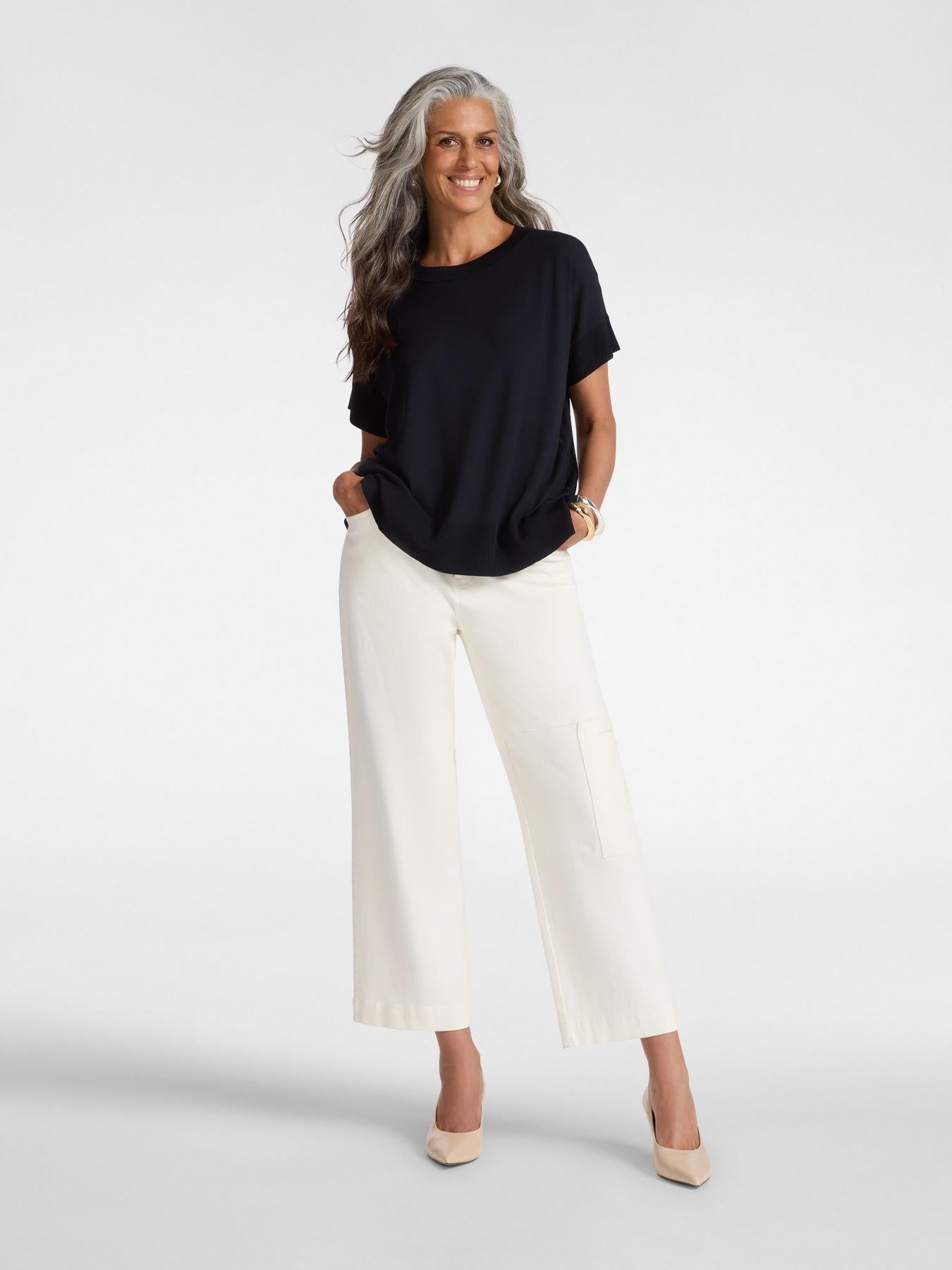 Maglia maniche corte misto viscosa<BR/> M606Z000748N 34 ELENA MIRO 