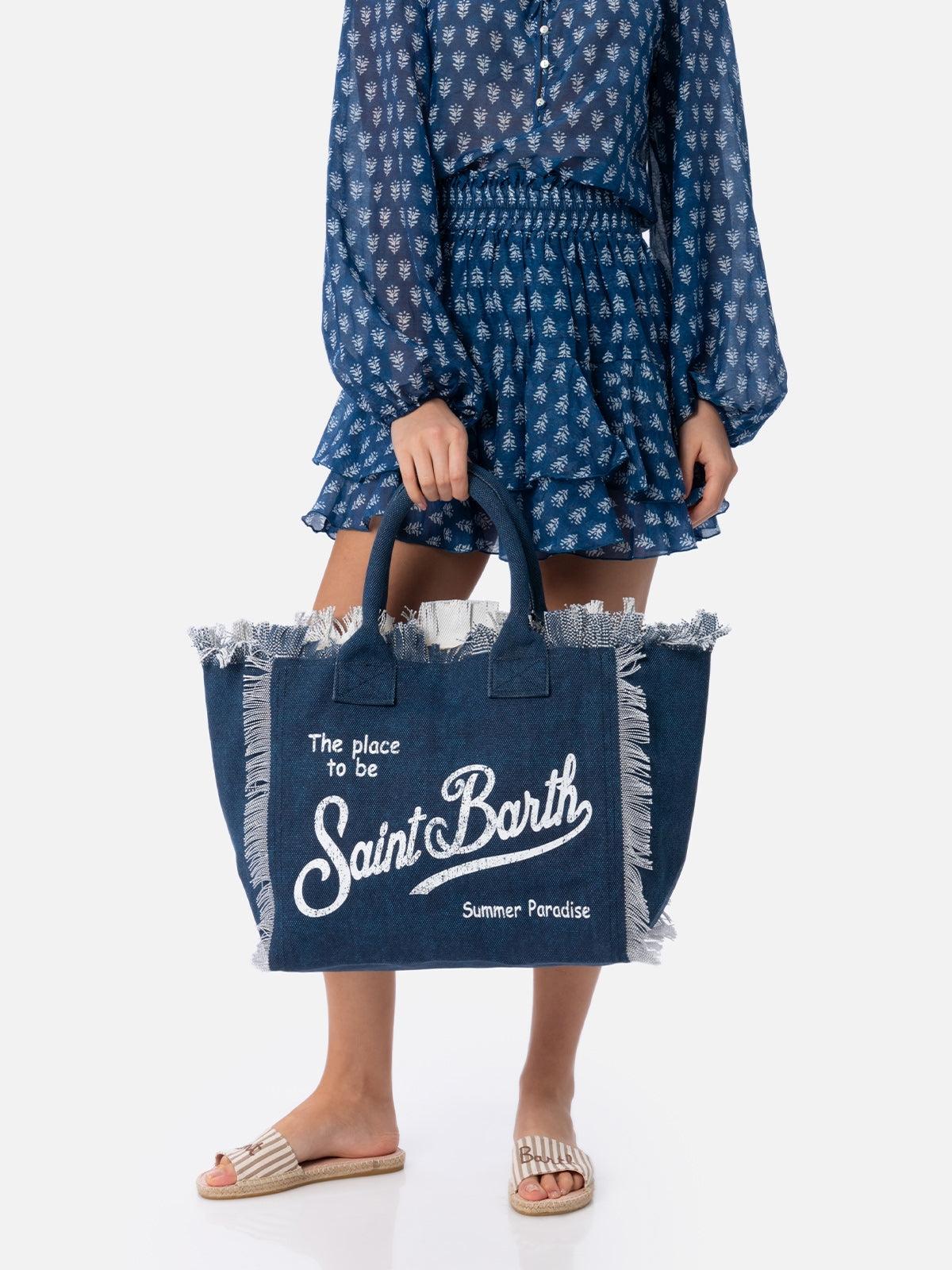 Borsa a spalla Vanity in canvas di cotone indaco VANI001 03274H MC2 SAINT BARTH 