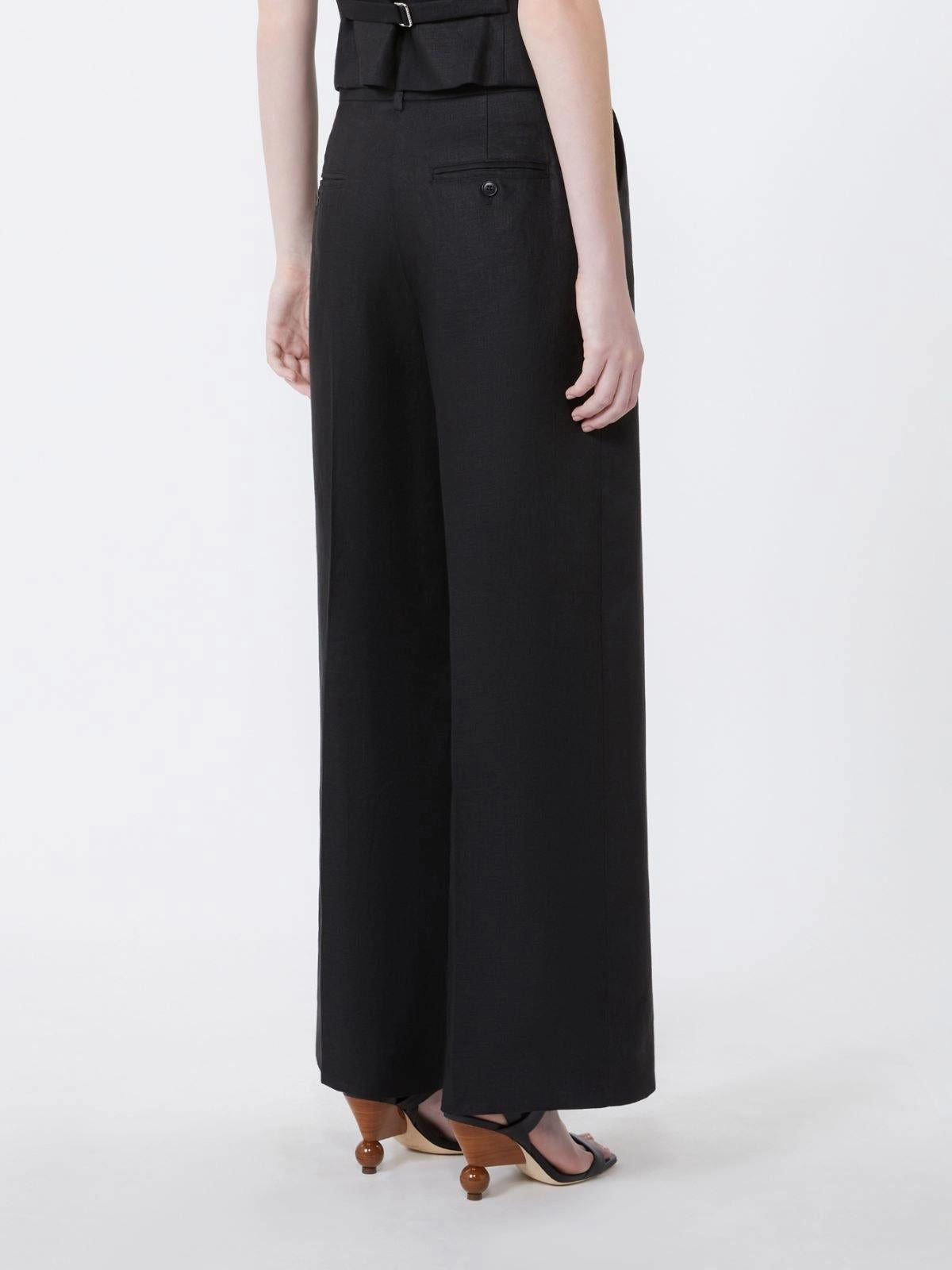 Pantalone in canvas di lino - NERO<BR/> WKDMALIZIA 007 WEEKEND 