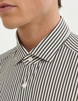 Camicia Collo francese piccolo Righe Armaturato Marrone
