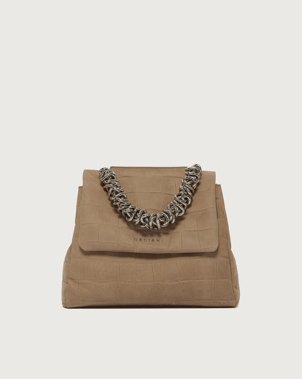 Borsa Sveva Twilight Piccola a mano in nabuk stampa cocco B01999TWL BISCOTTO ORCIANI 