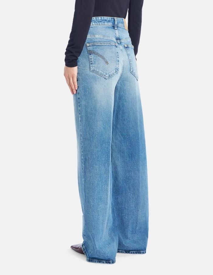 Jeans Beatrix wide leg in denim stretch riciclato<BR/> DP828DSH371LO3 800 DONDUP 