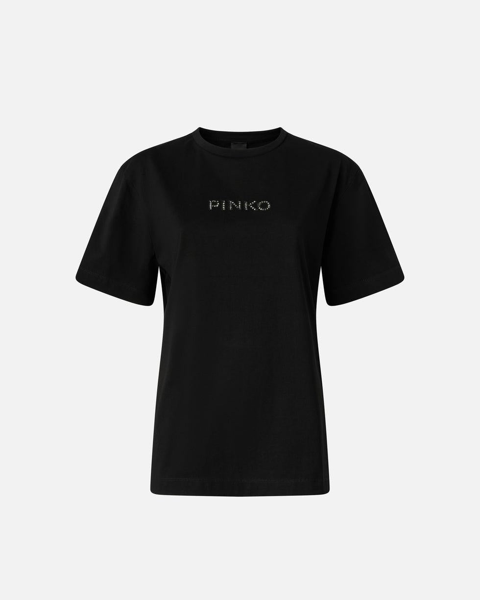 T-shirt More Strass Less Stress<BR/> 105526A33S Z99 PINKO 