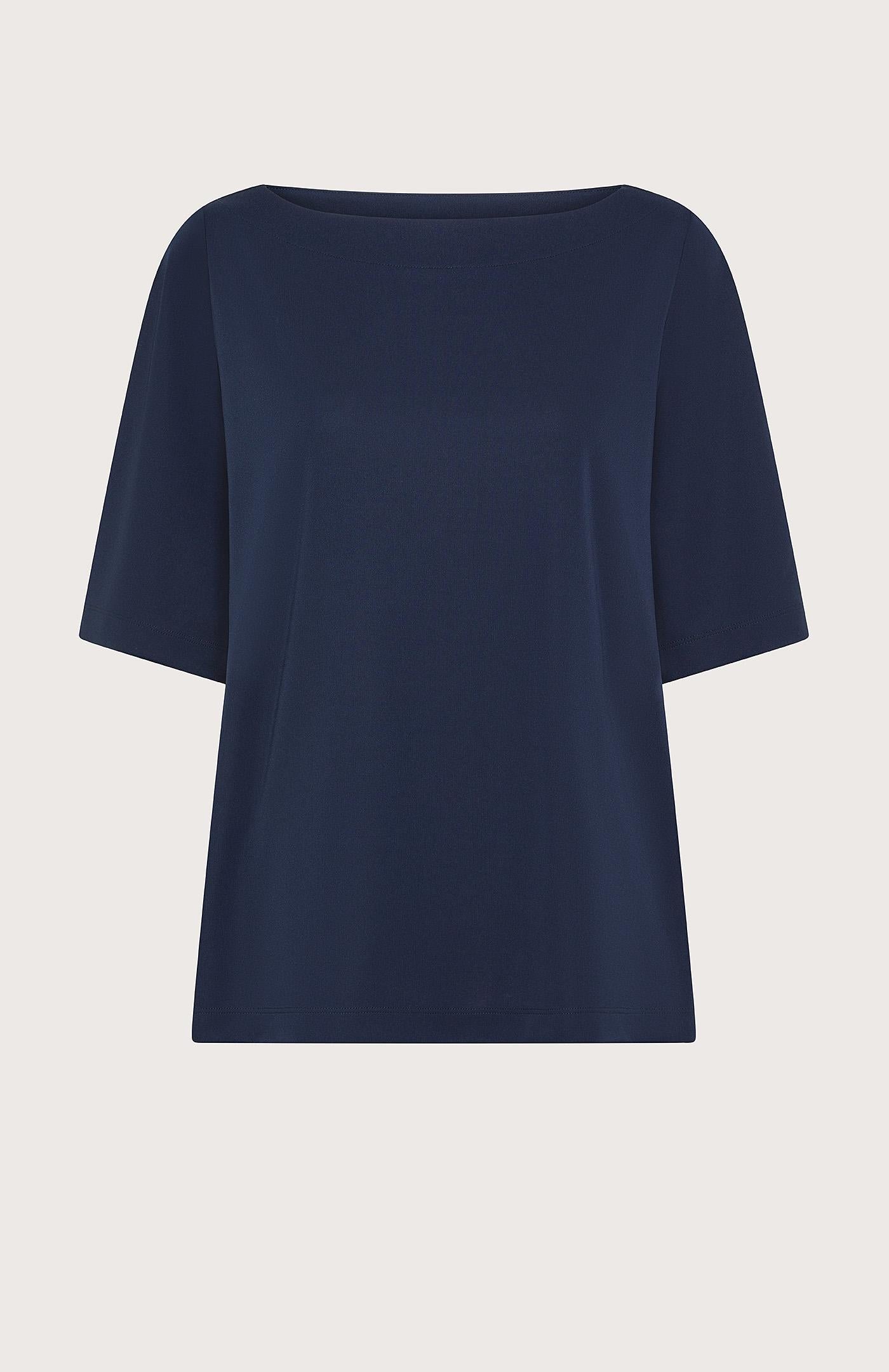 Blusa donna in jersey collo a barchetta