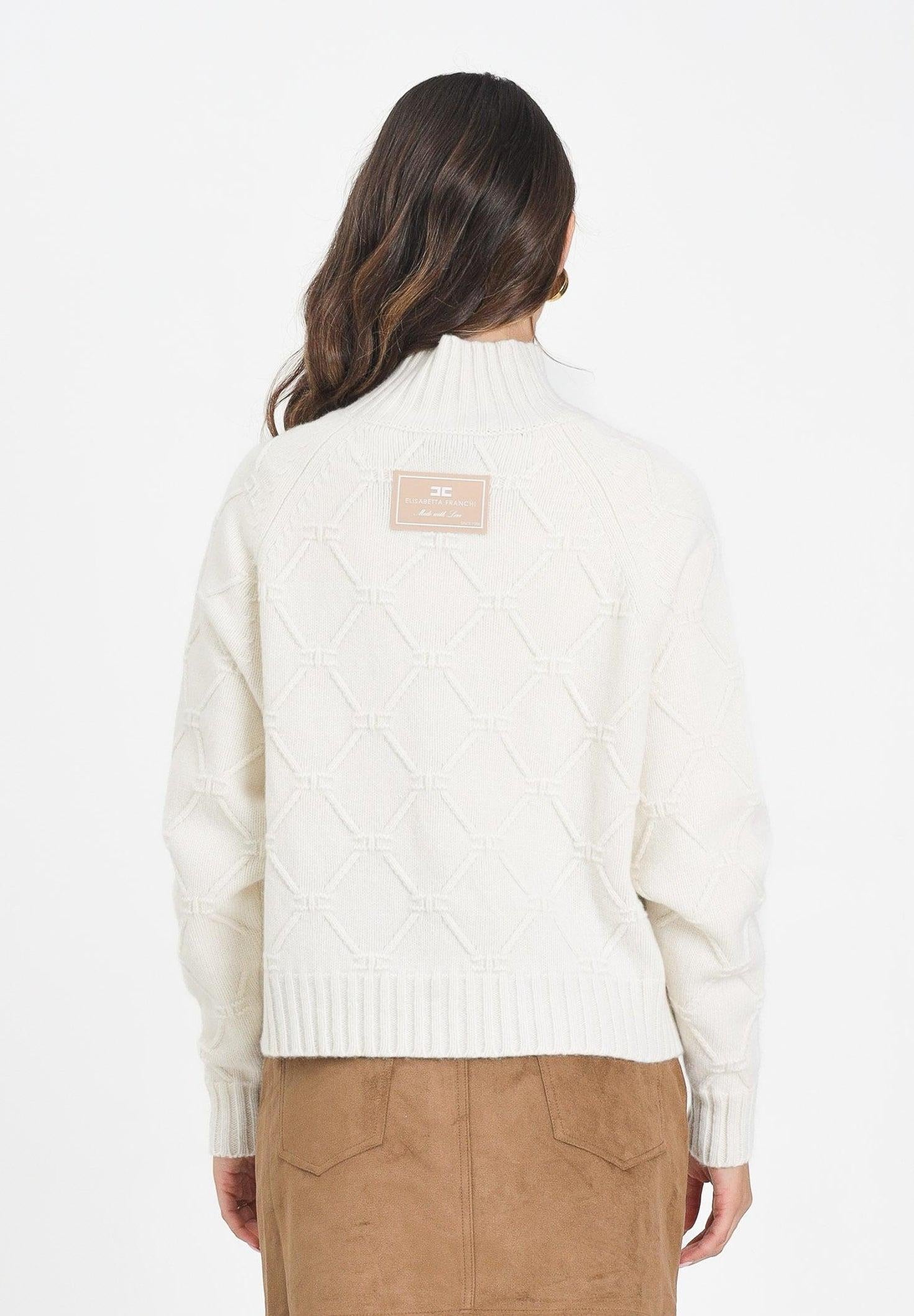 Pullover in maglia con losanghe jacquard MK55T57E2 DZ9 ELISABETTA FRANCHI 