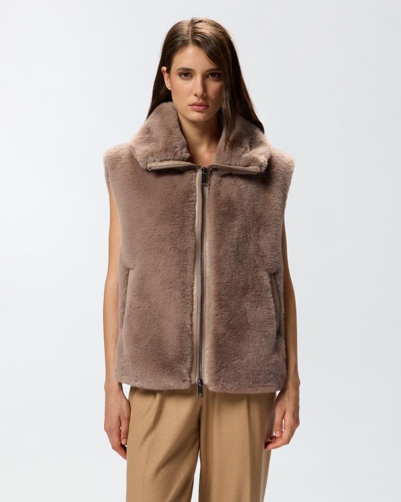 Gilet effetto pelliccia con zip 105107A2WN D01 PINKO 