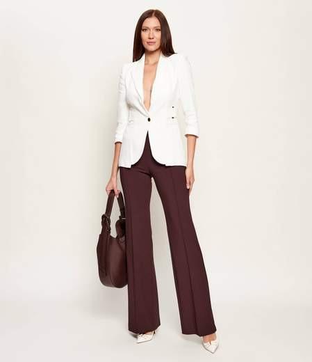 Pantaloni in doppio crêpe stretch con logo ricamato PA17161E2 644 ELISABETTA FRANCHI 