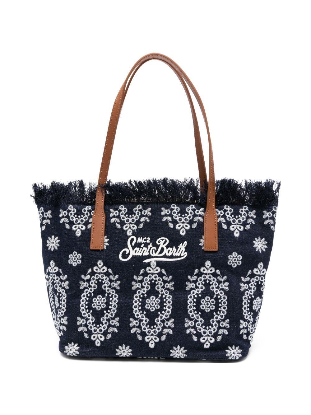 Borsa tote in denim con bordi sfrangiati<BR/> CBMF001 01773L MC2 SAINT BARTH 