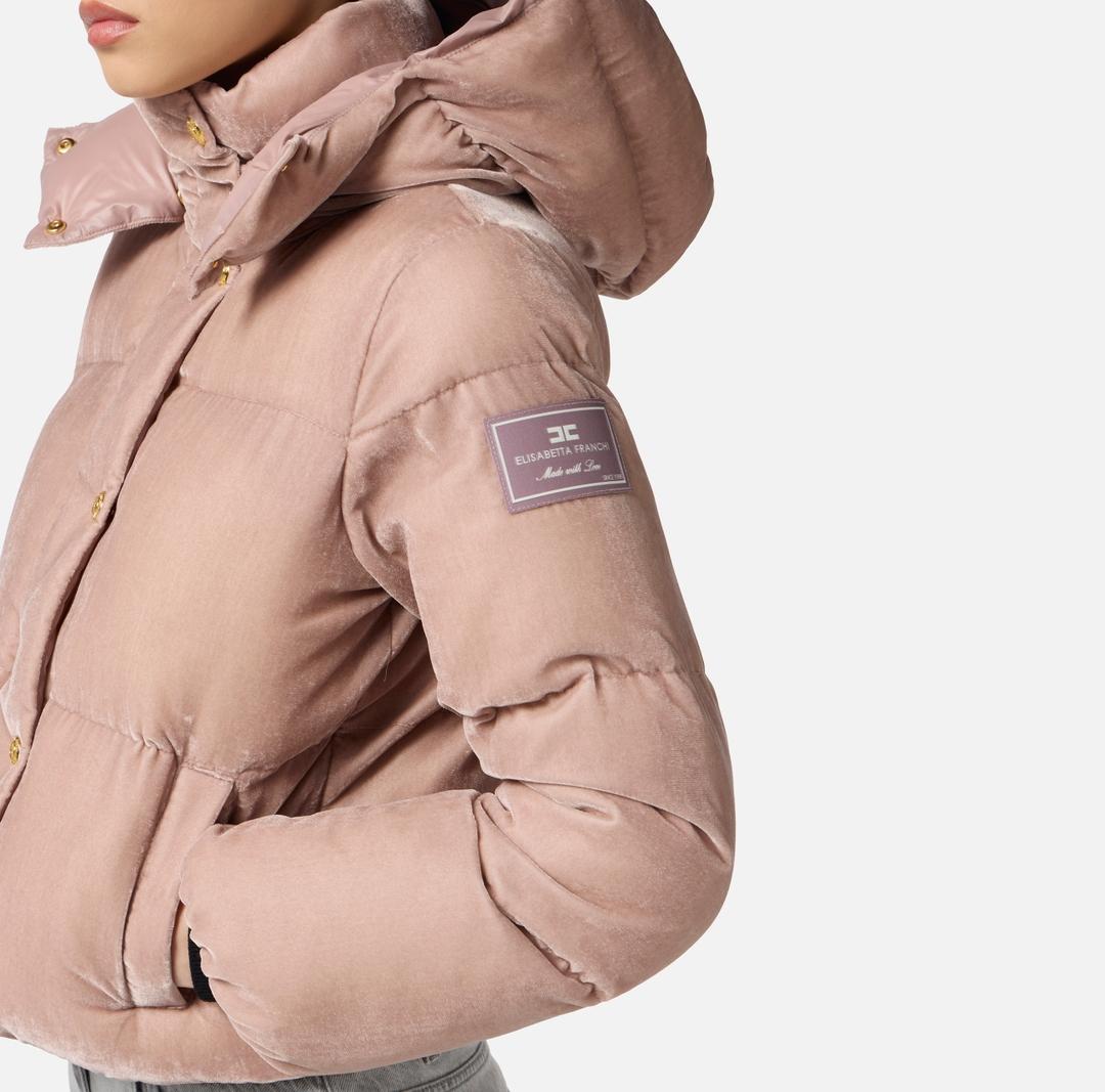 Piumino in velluto con cappuccio<BR/> PI82D56E2 EA6 ELISABETTA FRANCHI 