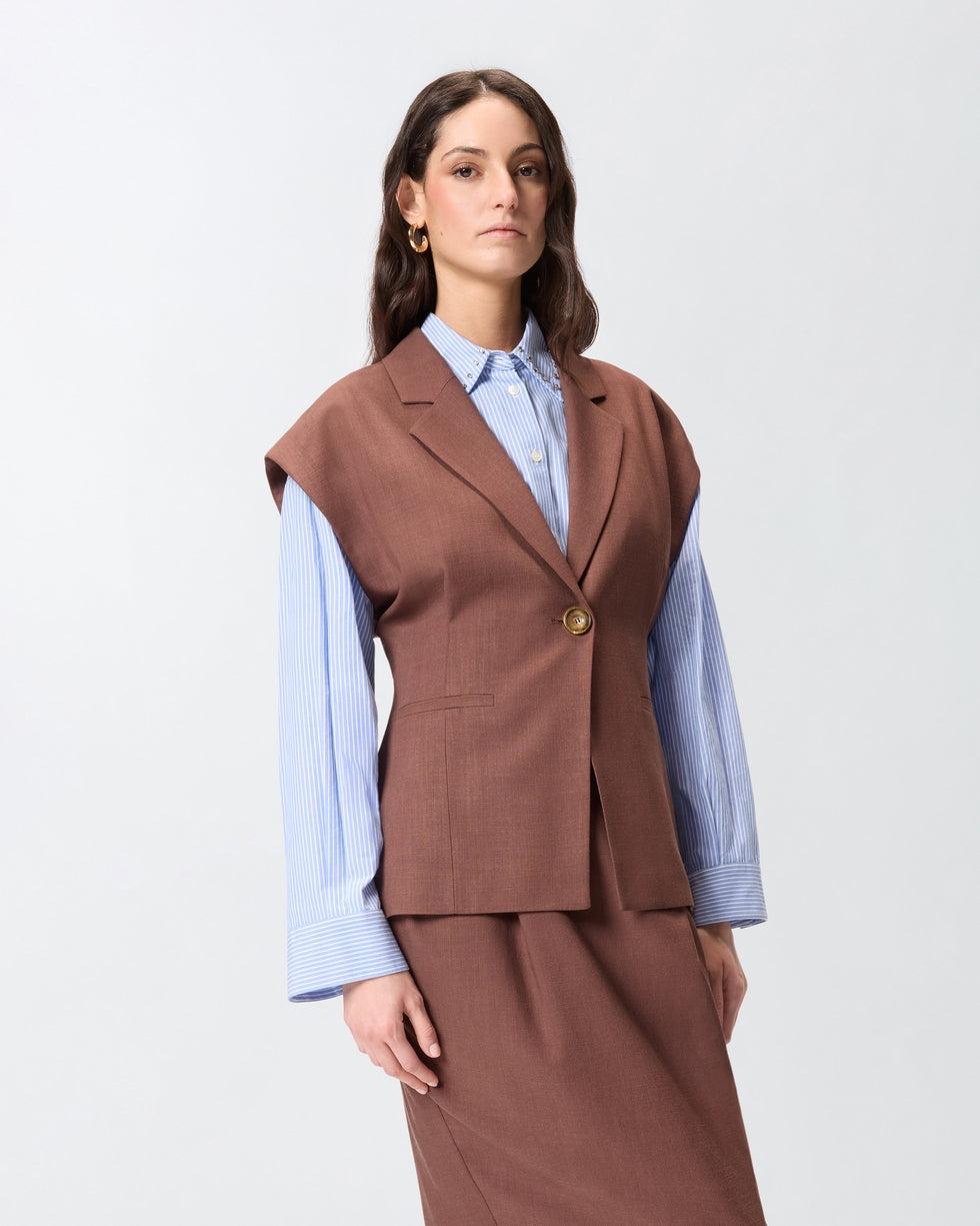 Giacca smanicata effetto rustico<BR/> 106509A2W6 L78 PINKO 
