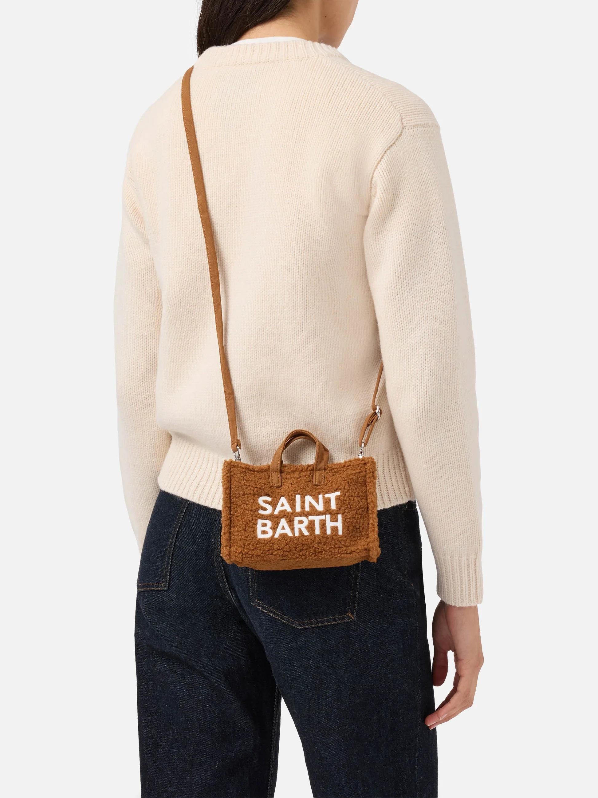 Mini borsa porta telefono Phone Bag Teddy in sherpa marrone<BR/> PHONE004 00221I MC2 SAINT BARTH 