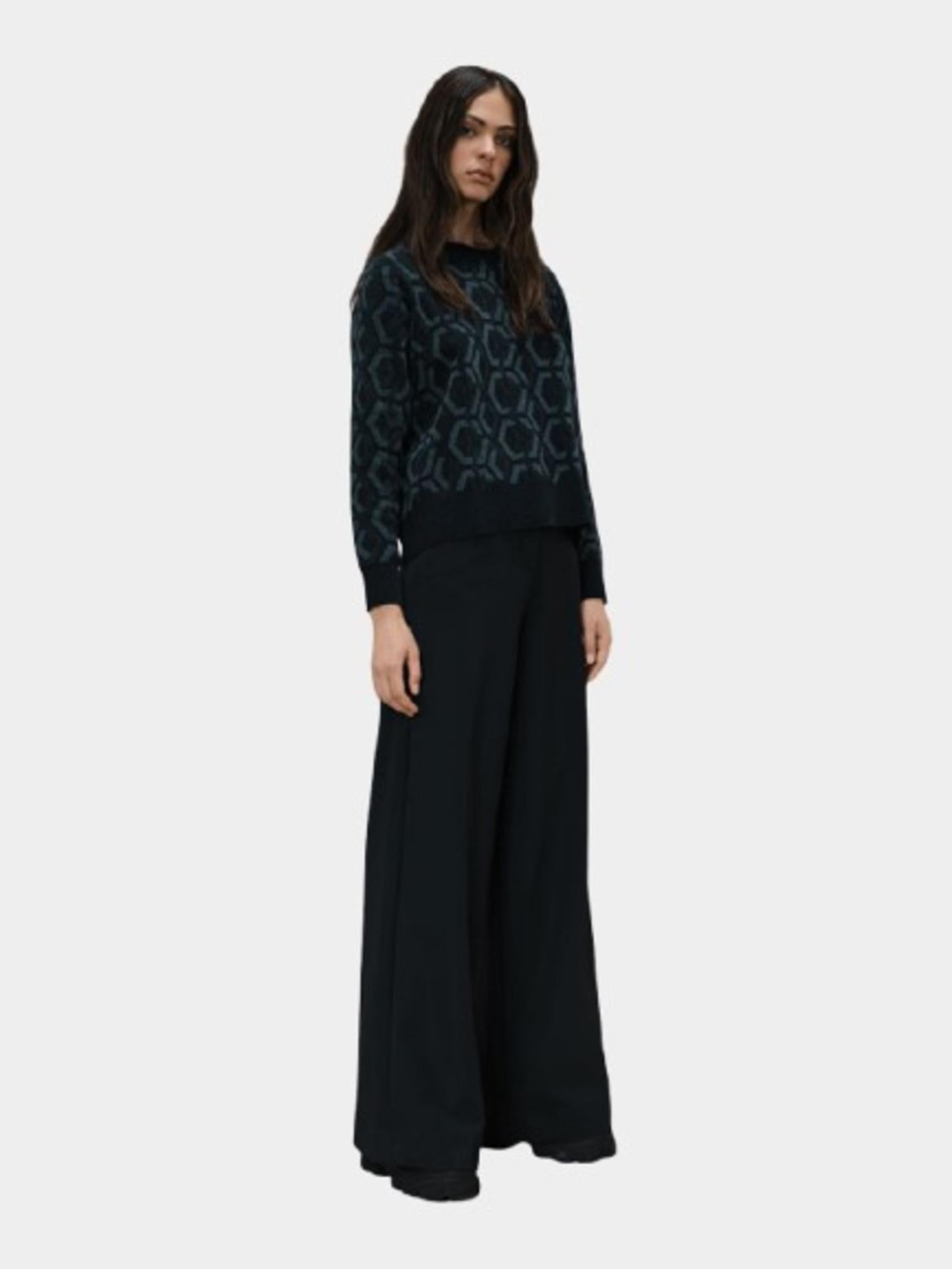 Pantaloni donna in tessuto tecnico gamba larga