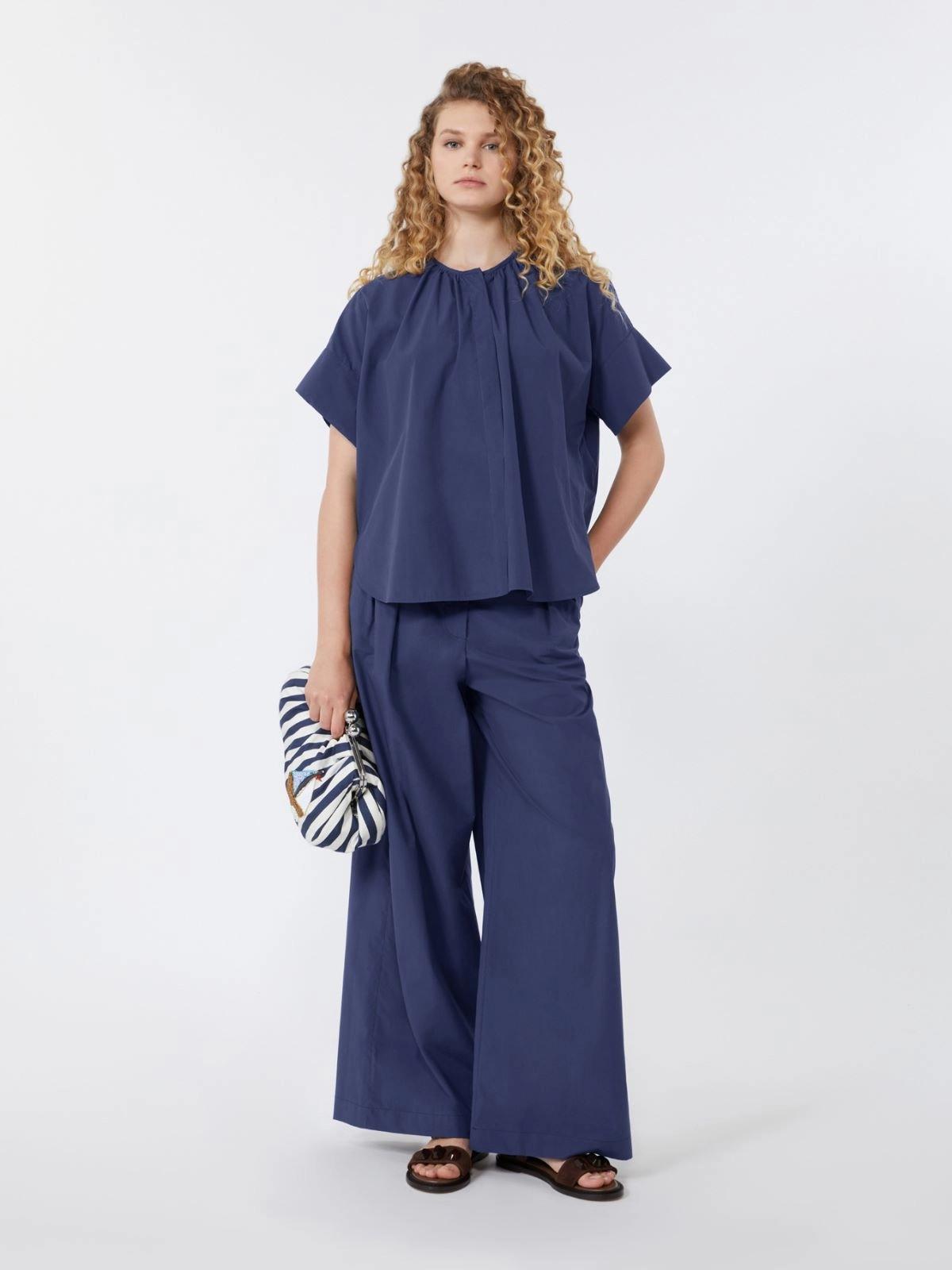 Camicia girocollo in popeline di cotone - BLU<BR/> WKDEDUCATA 008 WEEKEND 