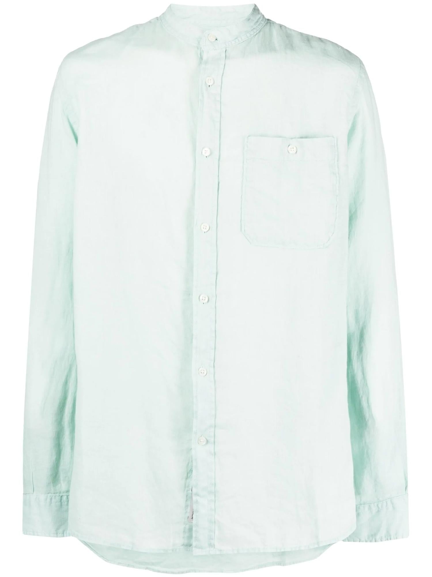 Camicia uomo in lino con collo coreano
