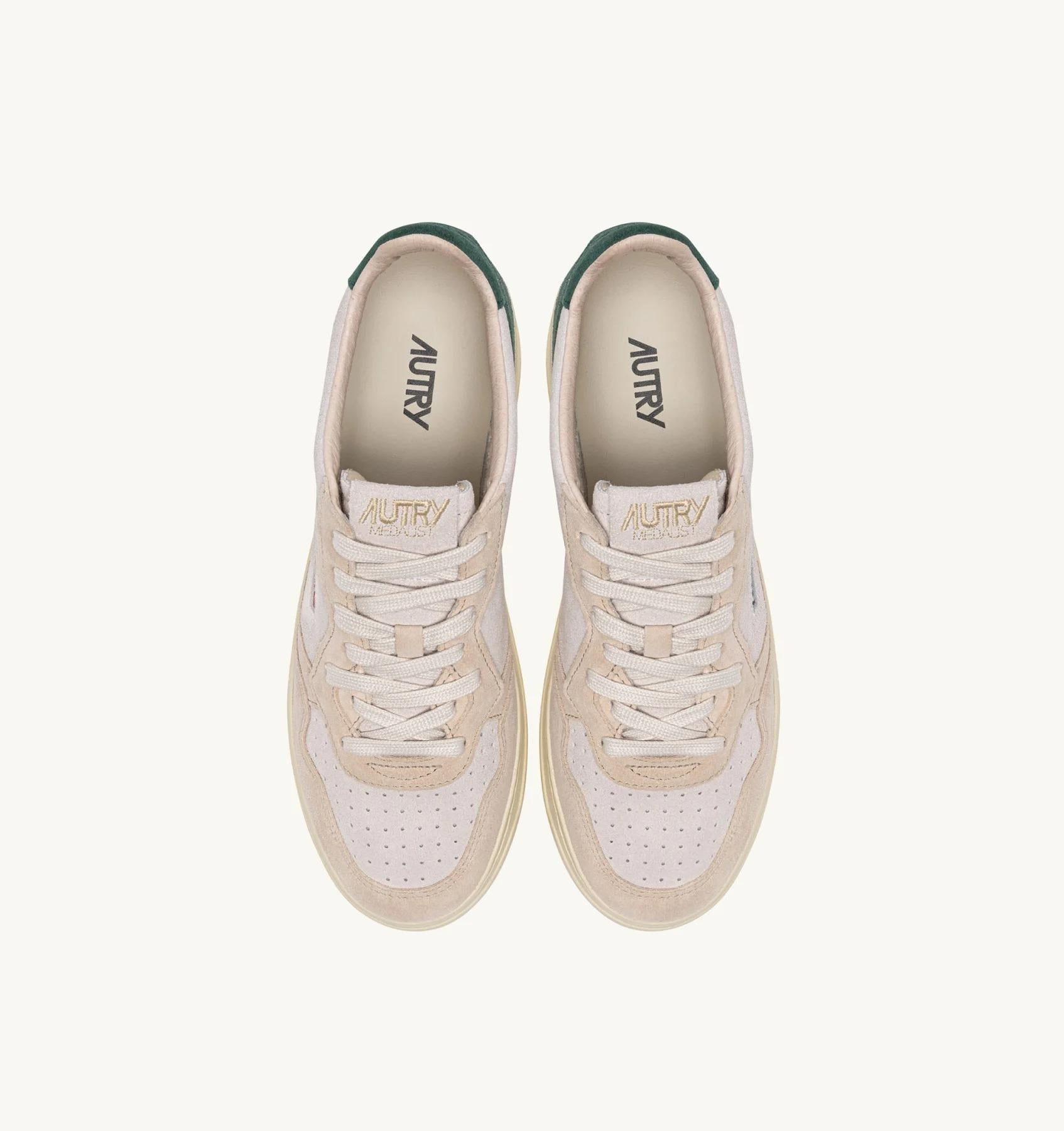 SNEAKERS MEDALIST LOW TRICOLOR IN SUEDE SAND E VERDE<BR/> AULM TS19 AUTRY ACTION SHOES 