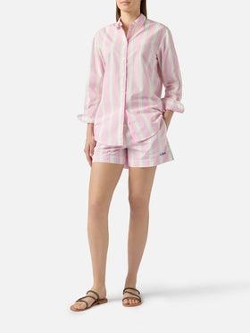 Shorts Meave in cotone a righe rosa<BR/> MEA002 00897L MC2 SAINT BARTH 