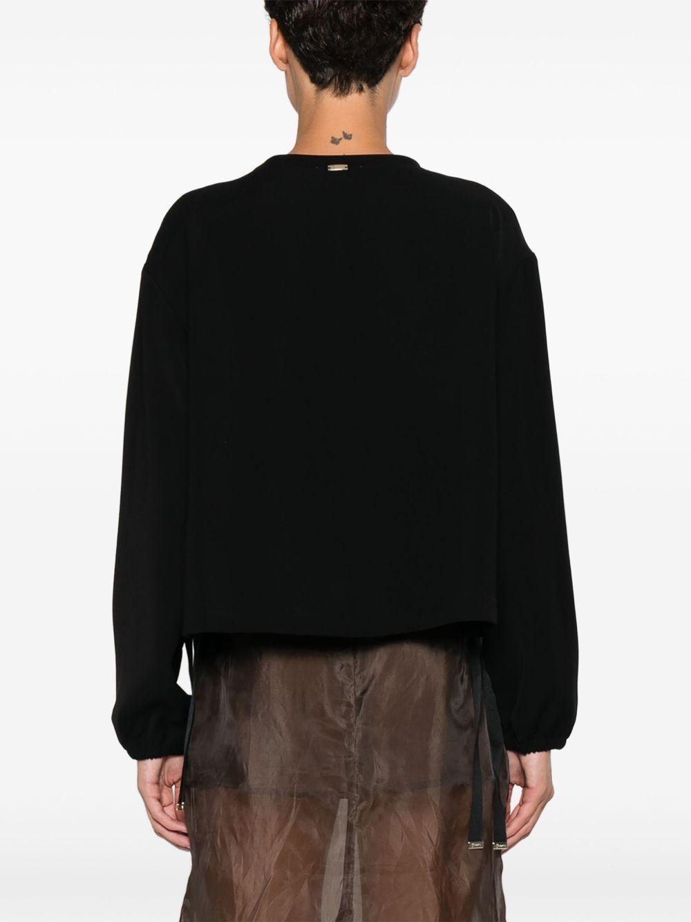 Blusa nera in jersey con placchetta logo e coulisse in gros grain BL000031D12755 9300 HERNO 