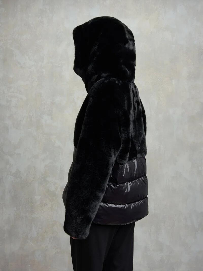 GIACCA IN NYLON CON PELLICCIA ECOLOGICA FANEVIL<BR/> BLDC02178 6646/999 BLAUER 