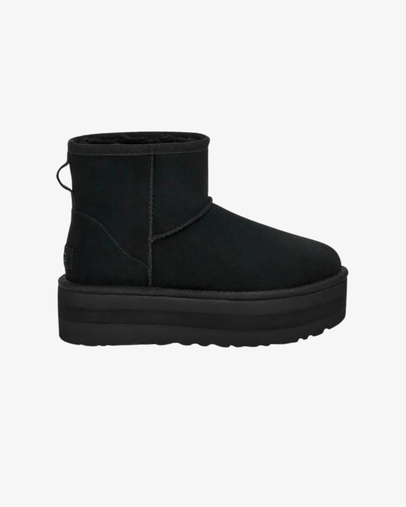 Scarpe donna Classic mini platform in pelle scamosciata 1134991 BLK UGG 