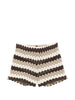 Shorts Meave in crochet a righe marroni