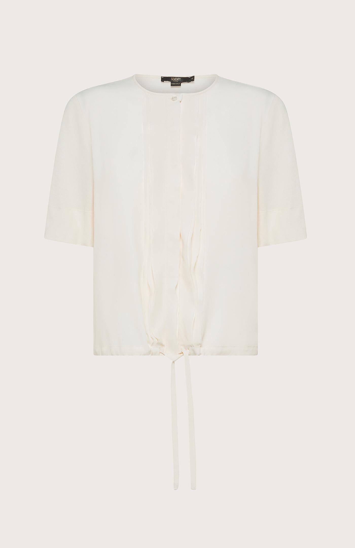 T-shirt camicia donna in jersey e crêpe misto seta
