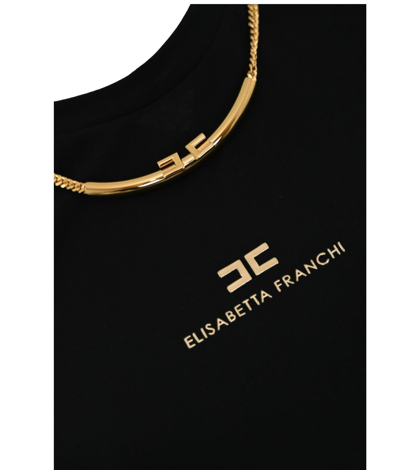 T-shirt in jersey di cotone con collana MA02856E2 110 ELISABETTA FRANCHI 