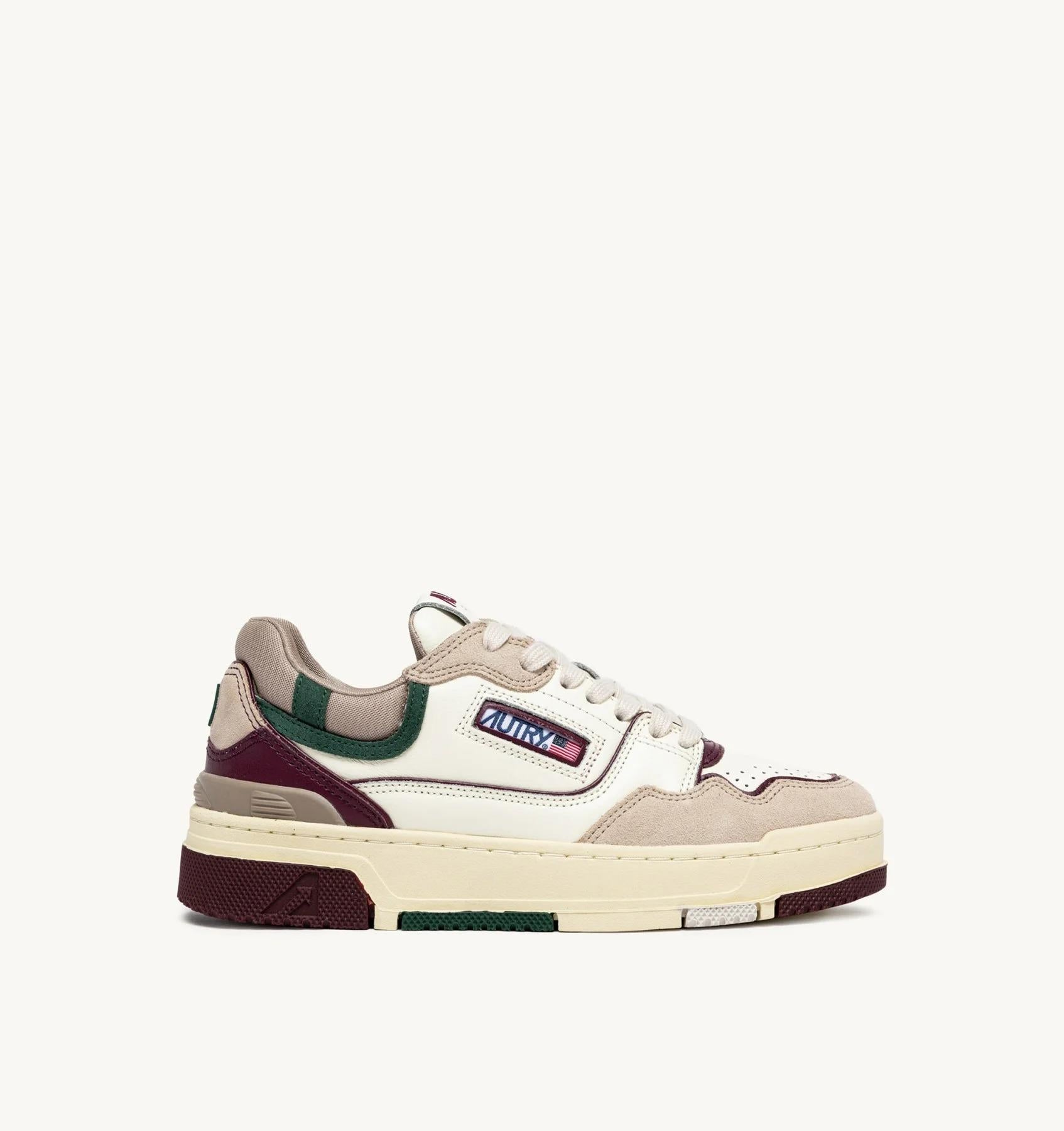 SNEAKERS CLC LOW IN SUEDE E PELLE AVORIO E BURGUNDY<BR/> ROLW MC09 AUTRY ACTION SHOES 