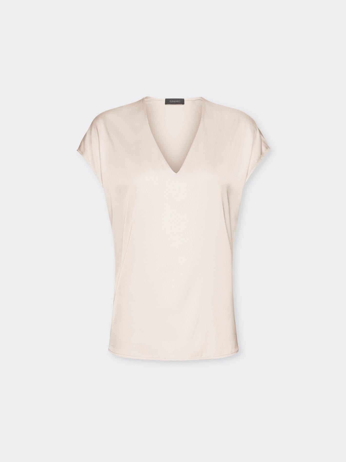 Blusa in raso con scollo a V<BR/> 2002P000221N 02 ELENA MIRO 