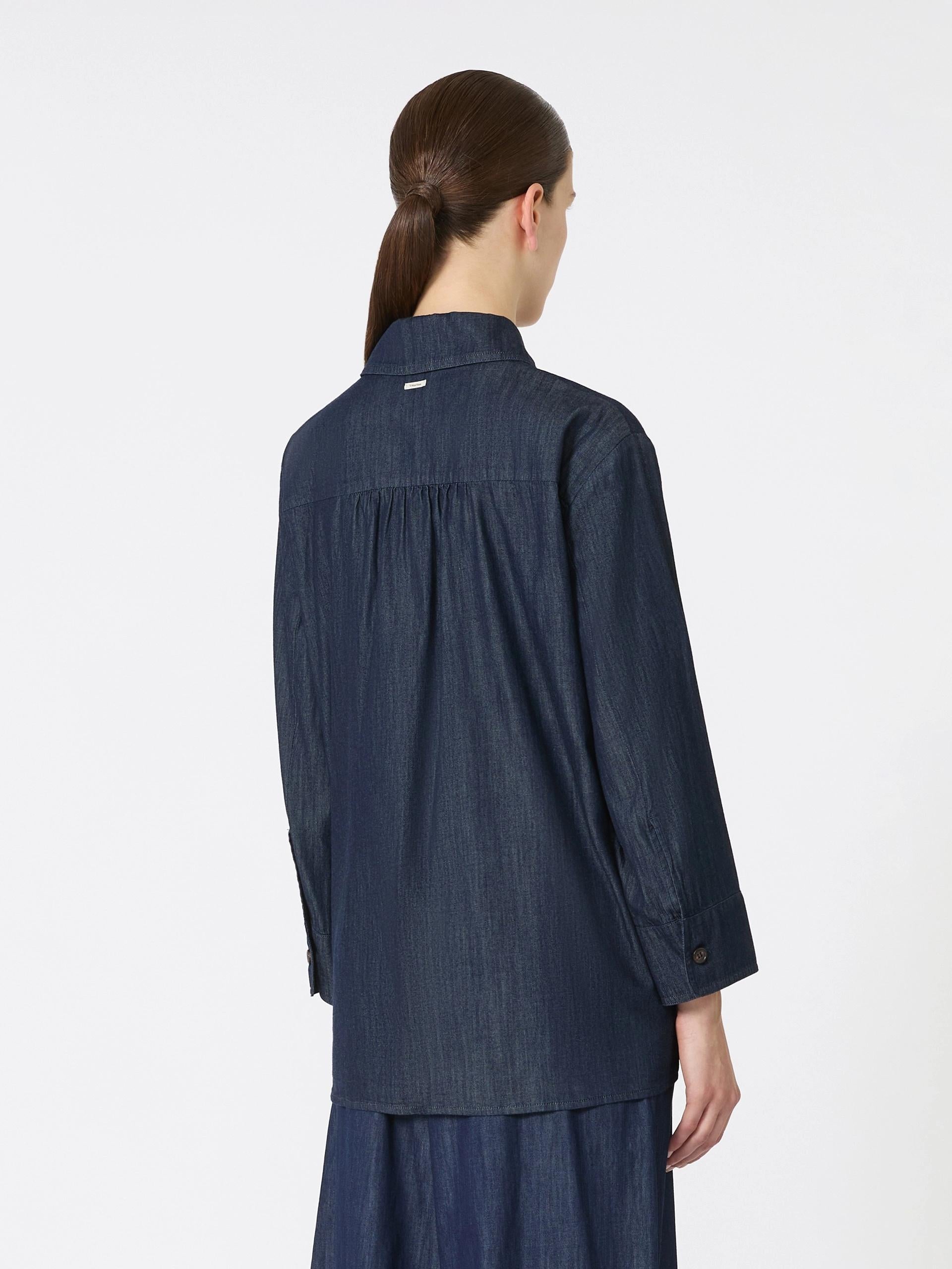 Camicia regular fit in denim - Blu notte<BR/> ELLEN 001 TIMELESS 
