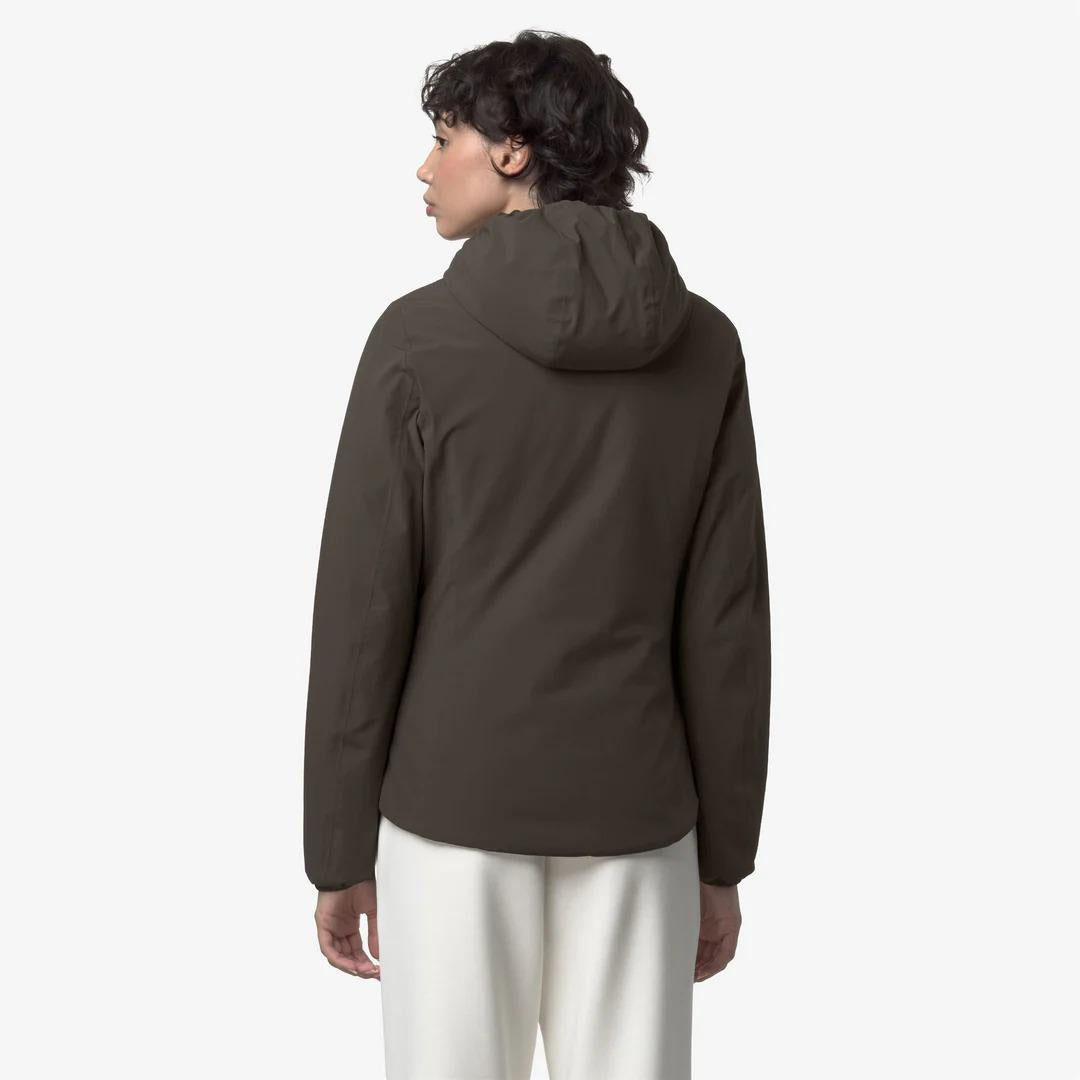 LILY ST WARM REVERSIBLE<BR/>BLACK OLIVE-VIOLET LAVENDER<BR/>Giacca corta reversibile isolante da donna K6128TW B3Q K-WAY 