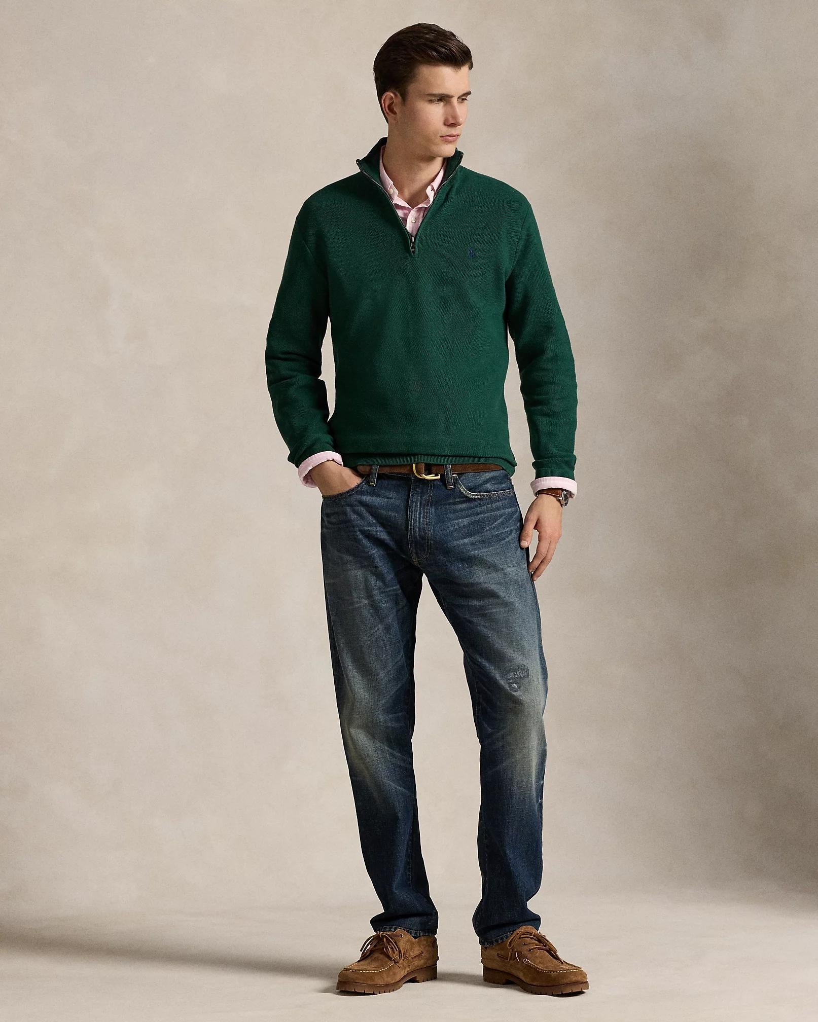 Maglia in piqué di cotone con mezza zip 710932304 526 RALPH LAUREN 