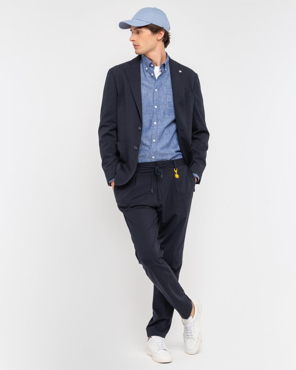giacca nuvola punto milano stretch blu<BR/> 3832G2728MC253272 89 MANUEL RITZ 