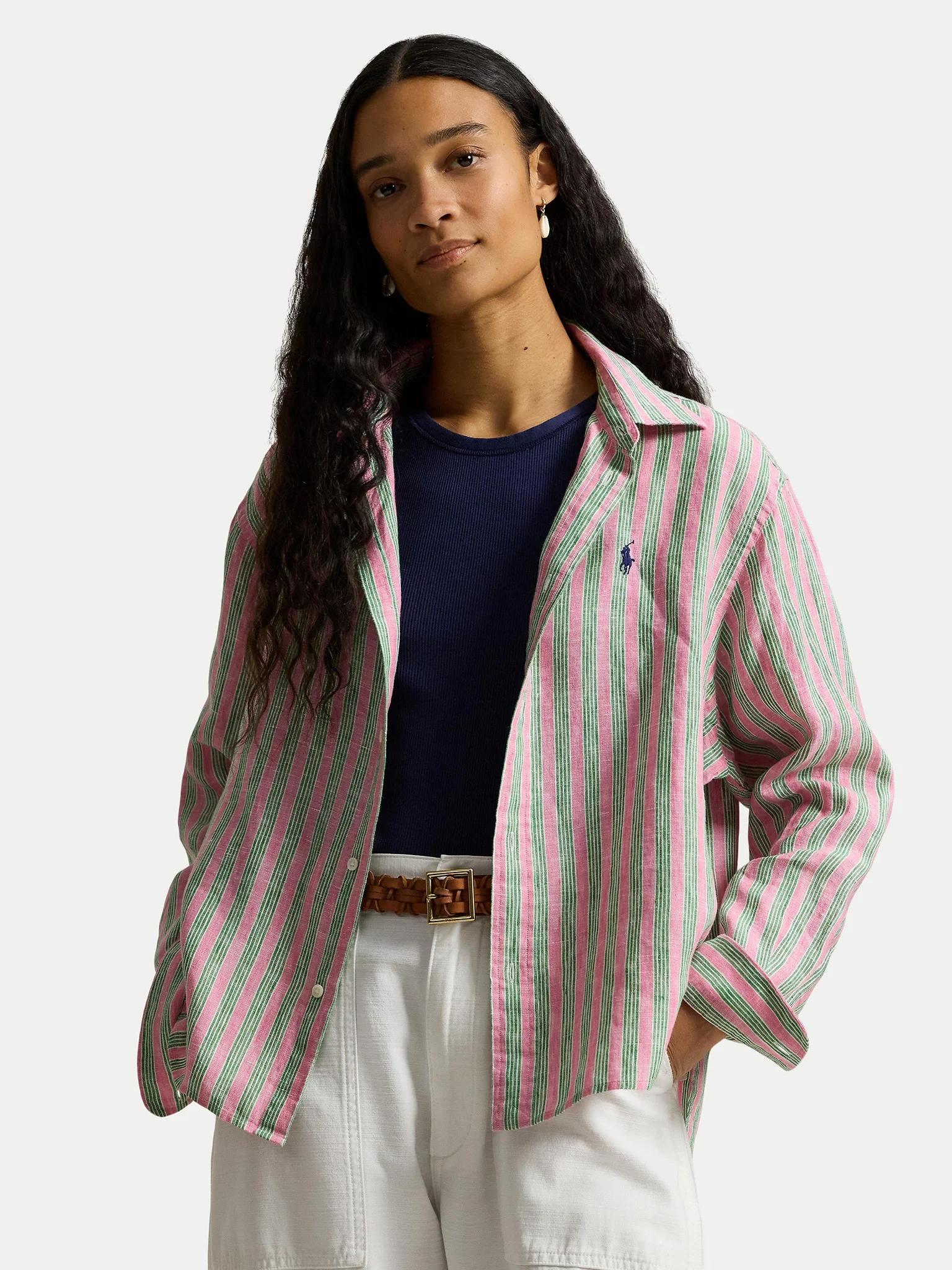 Camicia donna di lino a righe 211935130 501 RALPH LAUREN 