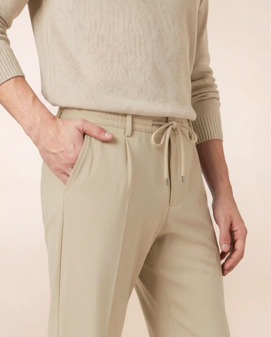MITTE<BR/>Pantaloni carrot fit con coulisse in tela di lana elasticizzata MITTE1714 122 CRUNA 