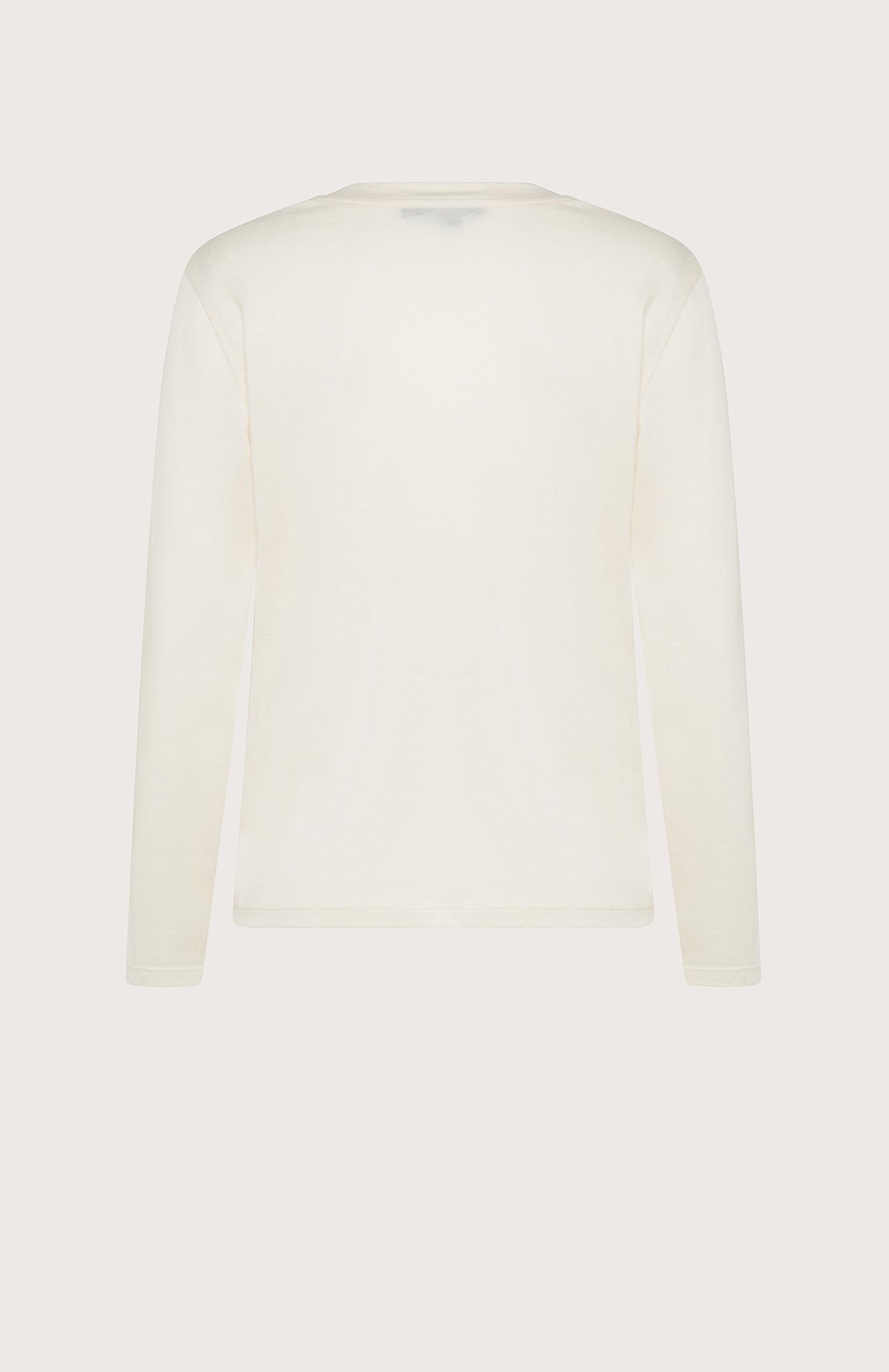 T-shirt donna in bi-materiale con maniche lunghe