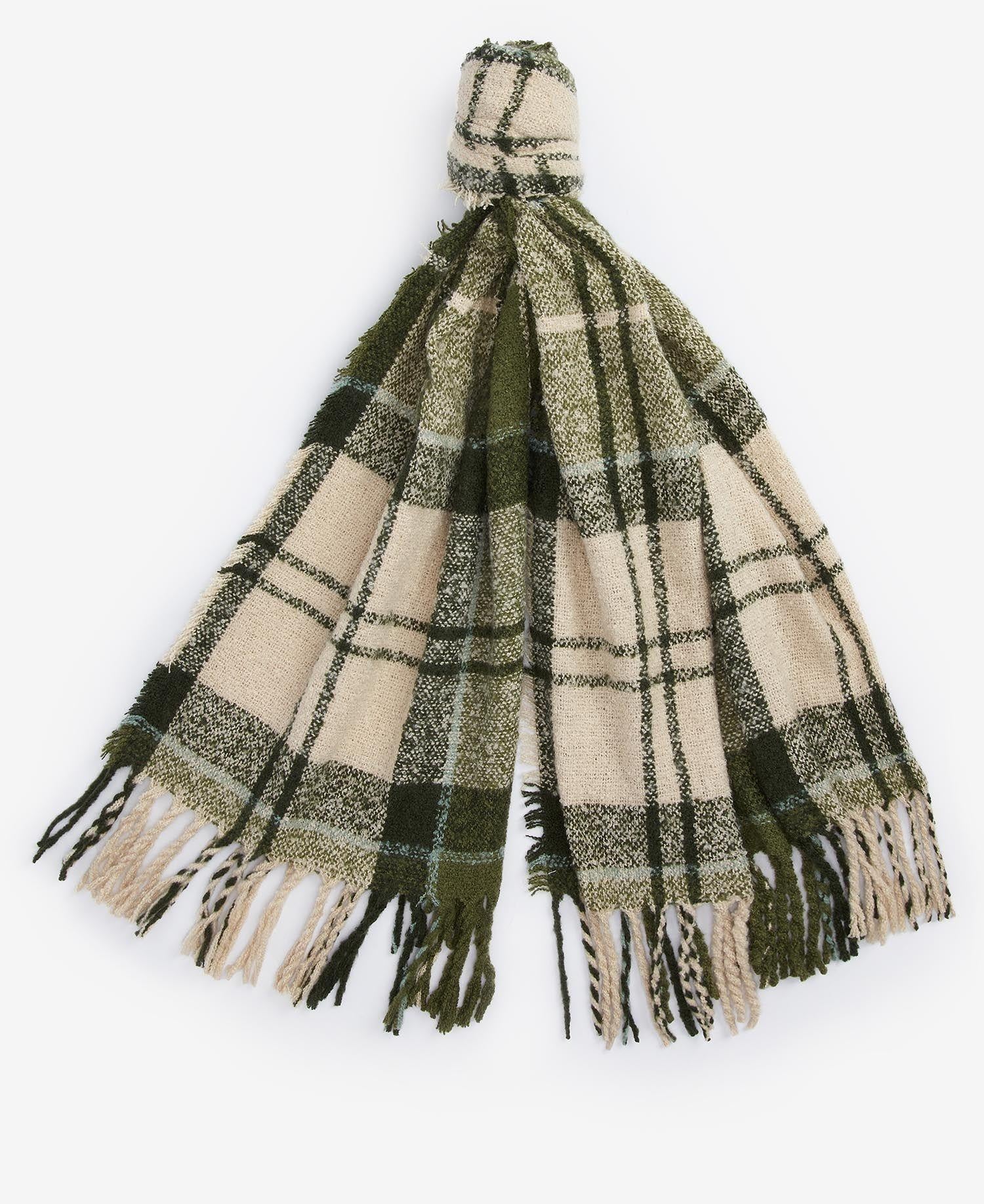 Sciarpa donna in tessuto bouclè tartan