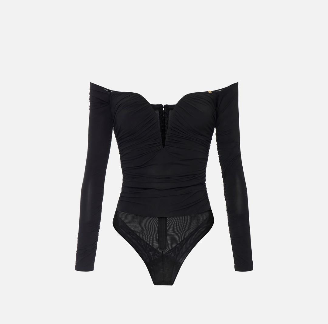 Body in jersey crêpe leggero con drappeggi BO01561E2 110 ELISABETTA FRANCHI 