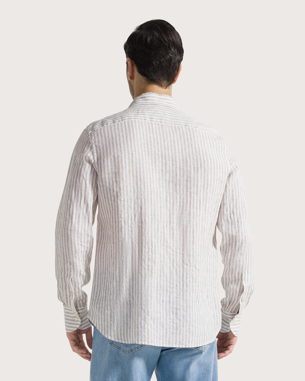 Camicia a righe in lino<BR/> CA1538310043 013 SEVENTY 