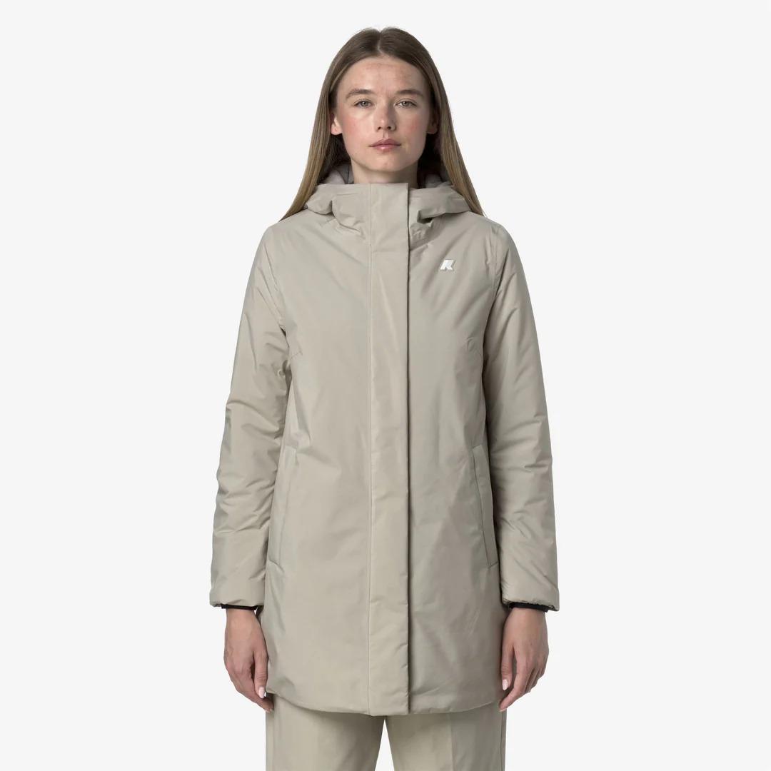 SOPHIE SOFT TOUCH MARMOTTA<BR/>BEIGE CASHMERE-GREY GOAT<BR/>Giacca isolante beige di media lunghezza da donna K71326W B2X K-WAY 