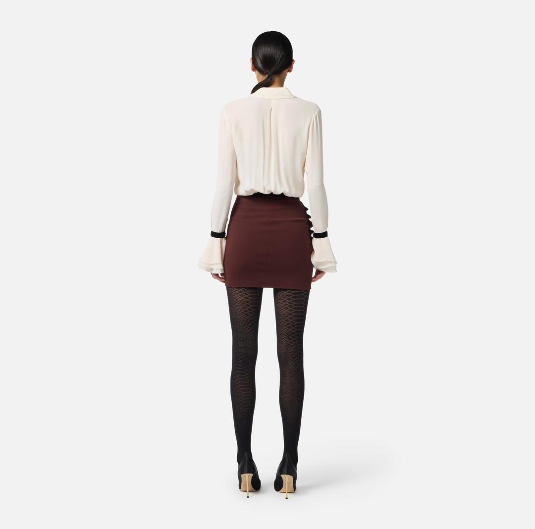 Gonna in crêpe leggero con bottoni gioiello GO12957E2 EA4 ELISABETTA FRANCHI 