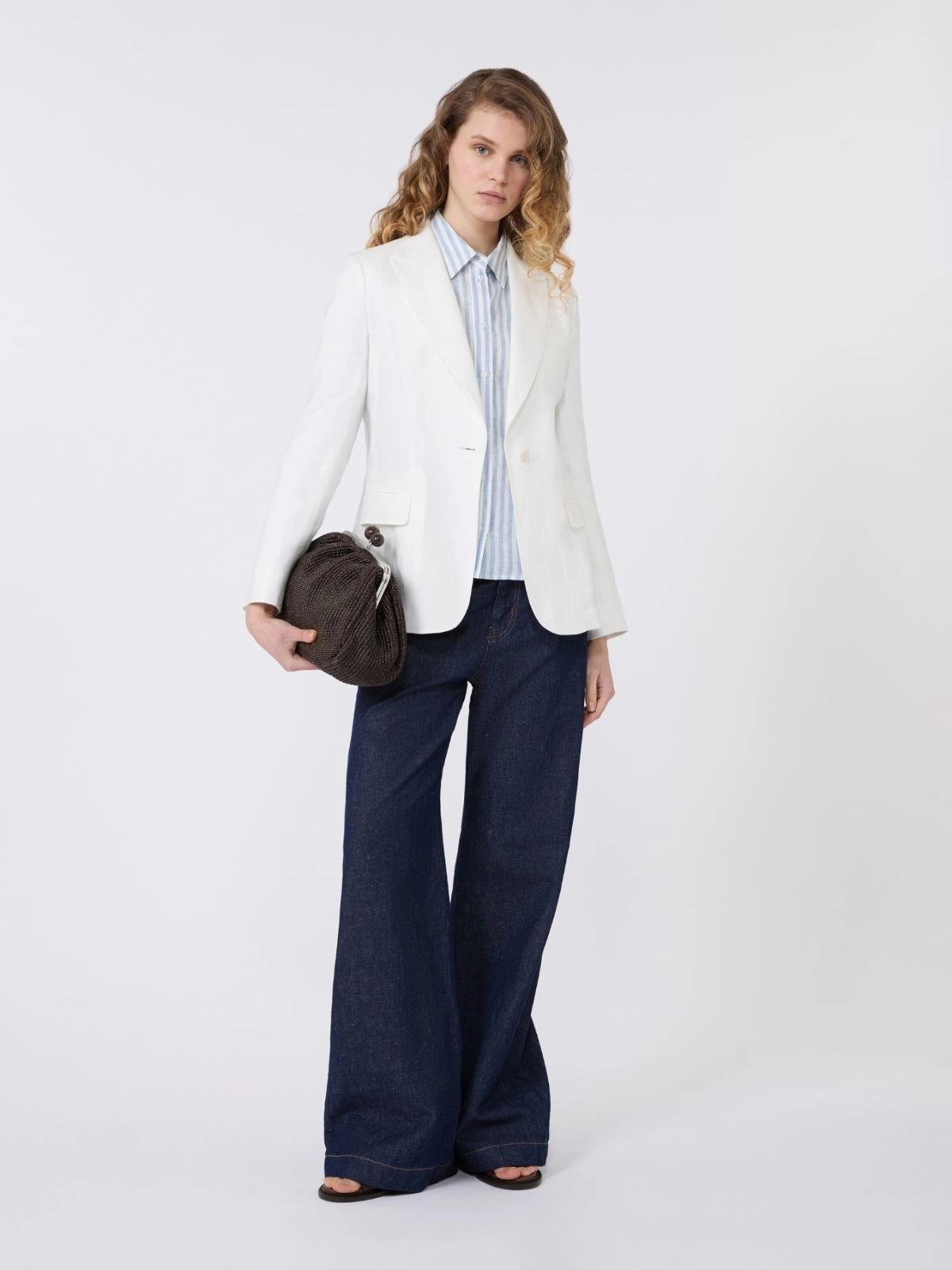 Camicia boxy in tela di lino - AZZURRO<BR/> WKDALBATRO 001 WEEKEND 