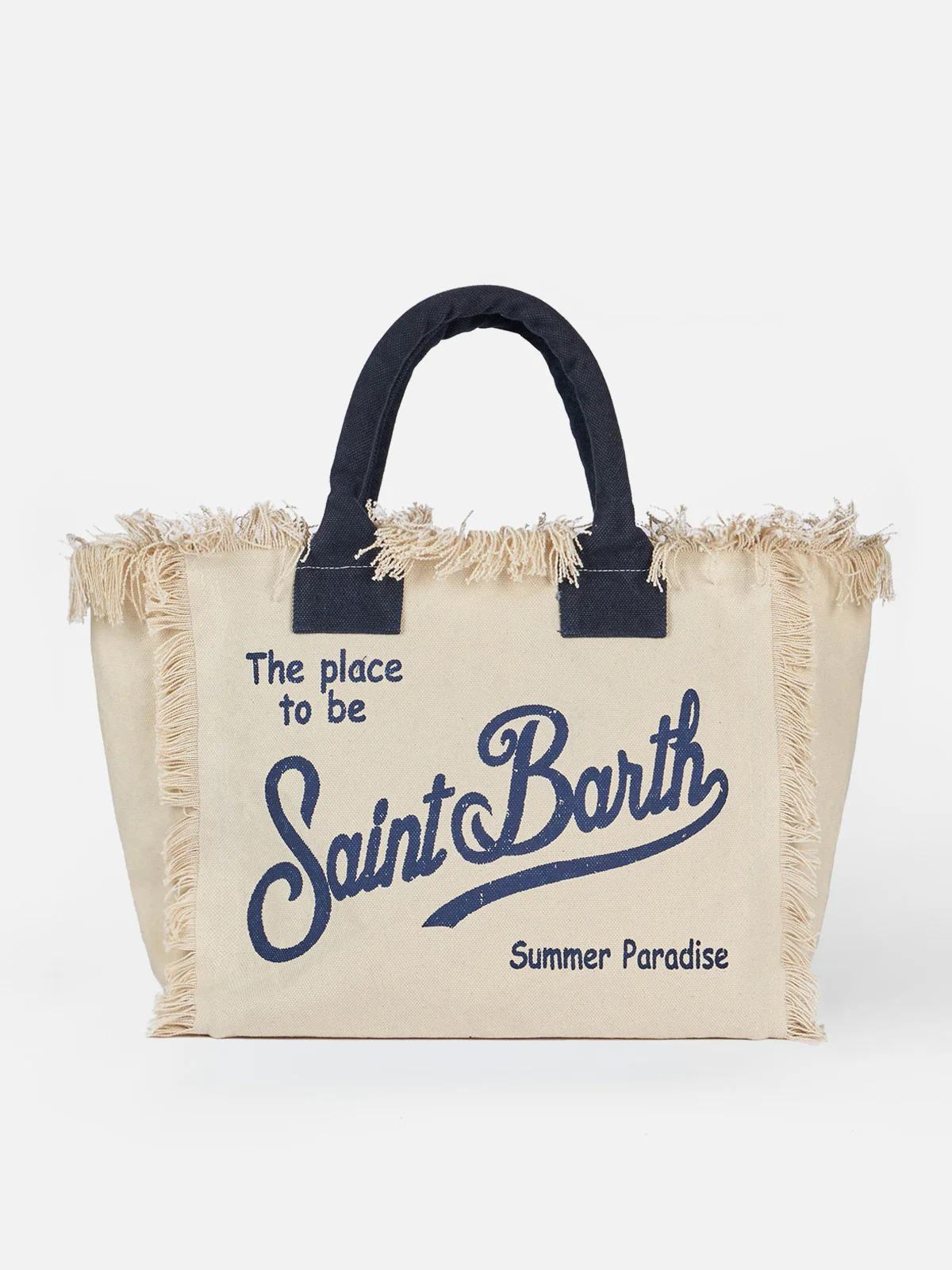 Borsa a spalla Vanity in canvas di cotone off-white<BR/> VANI001 02564L MC2 SAINT BARTH 