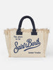 Borsa a spalla Vanity in canvas di cotone off-white